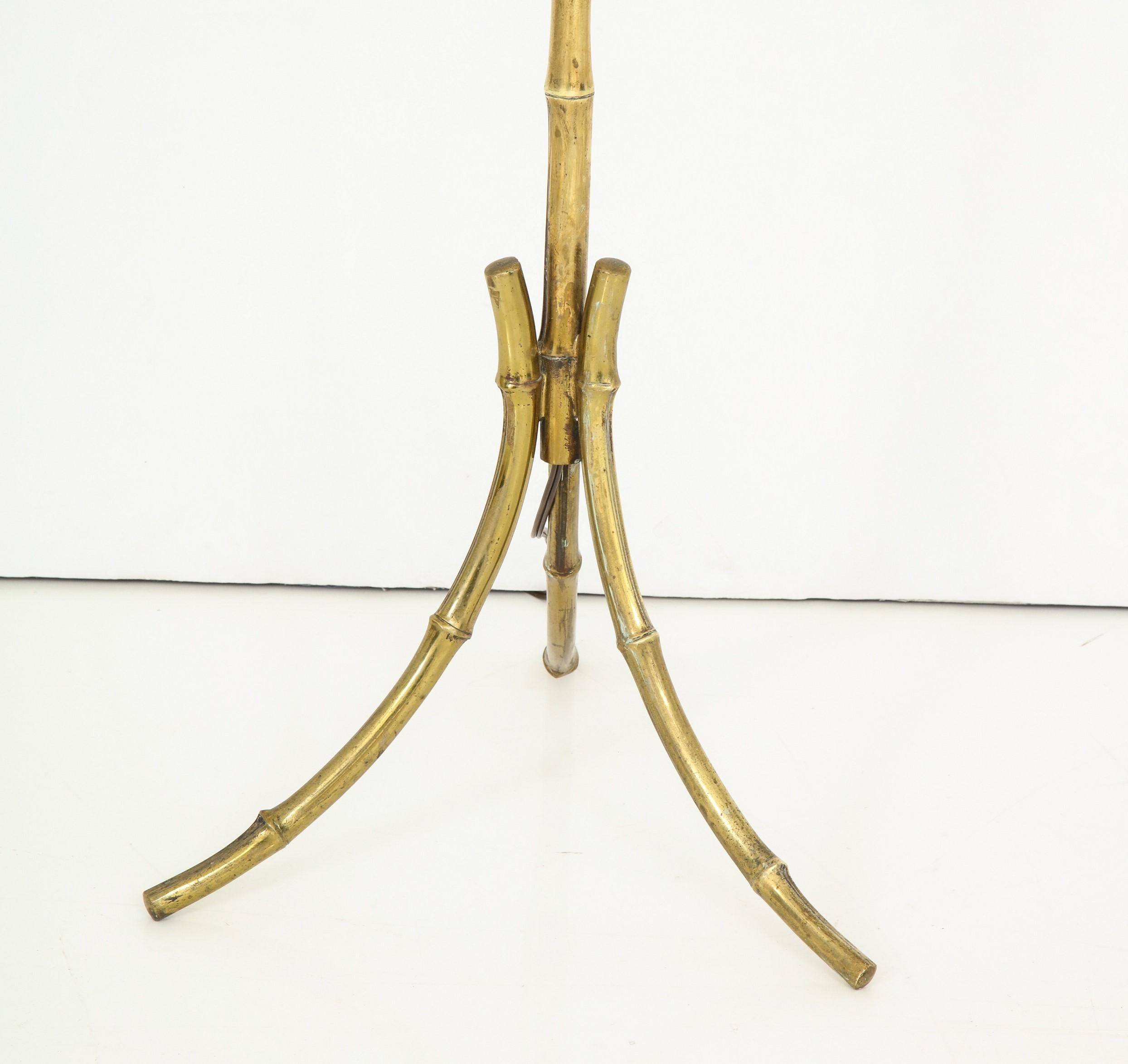 French Tripod Faux Bamboo Floor Lamp by Maison Baguès, France, 1960s For Sale