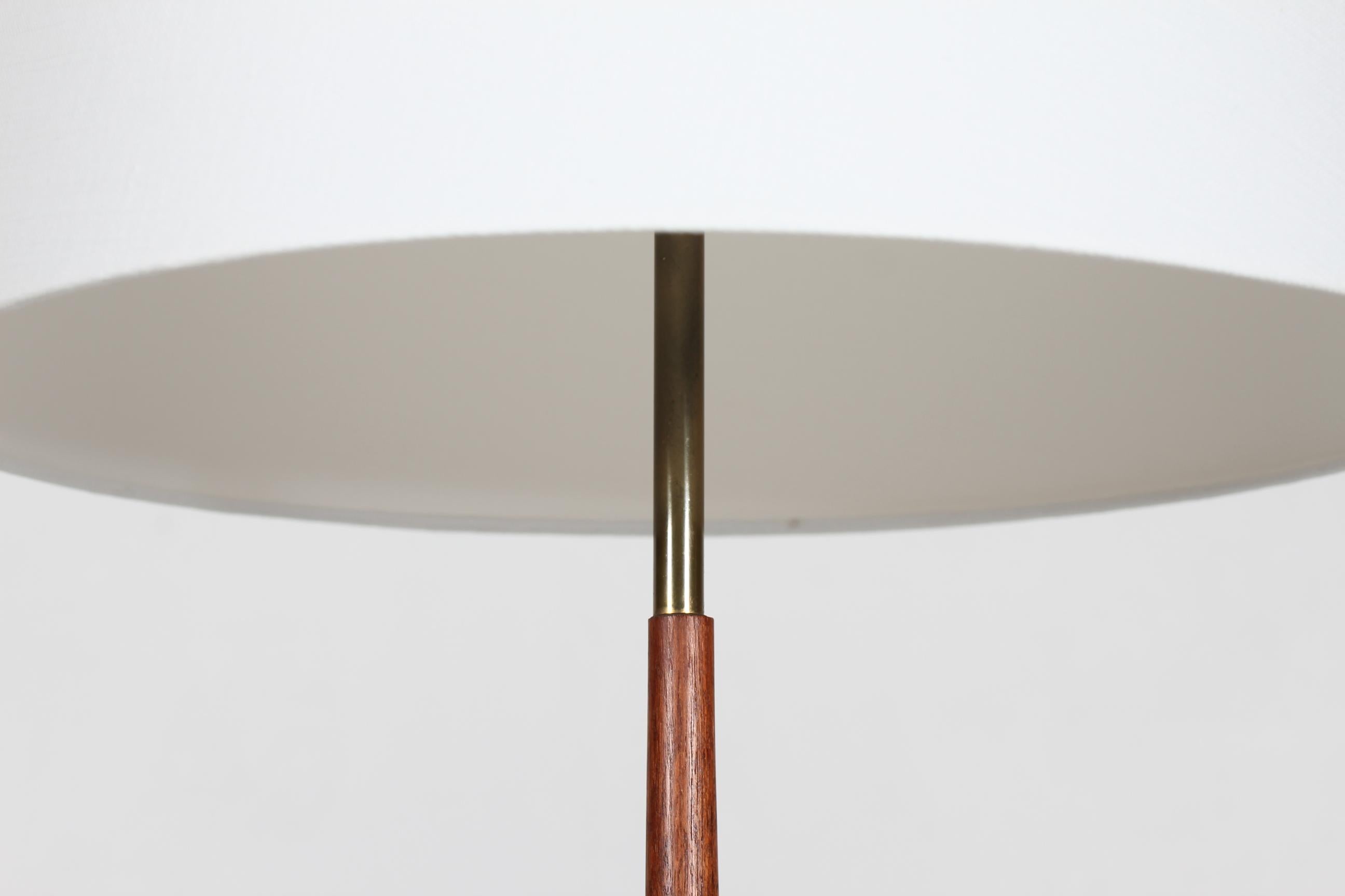 Scandinavian Modern Tripod Floor Lamp by Fog & Mørup made of Teak and Brass with New Shade, Denmark