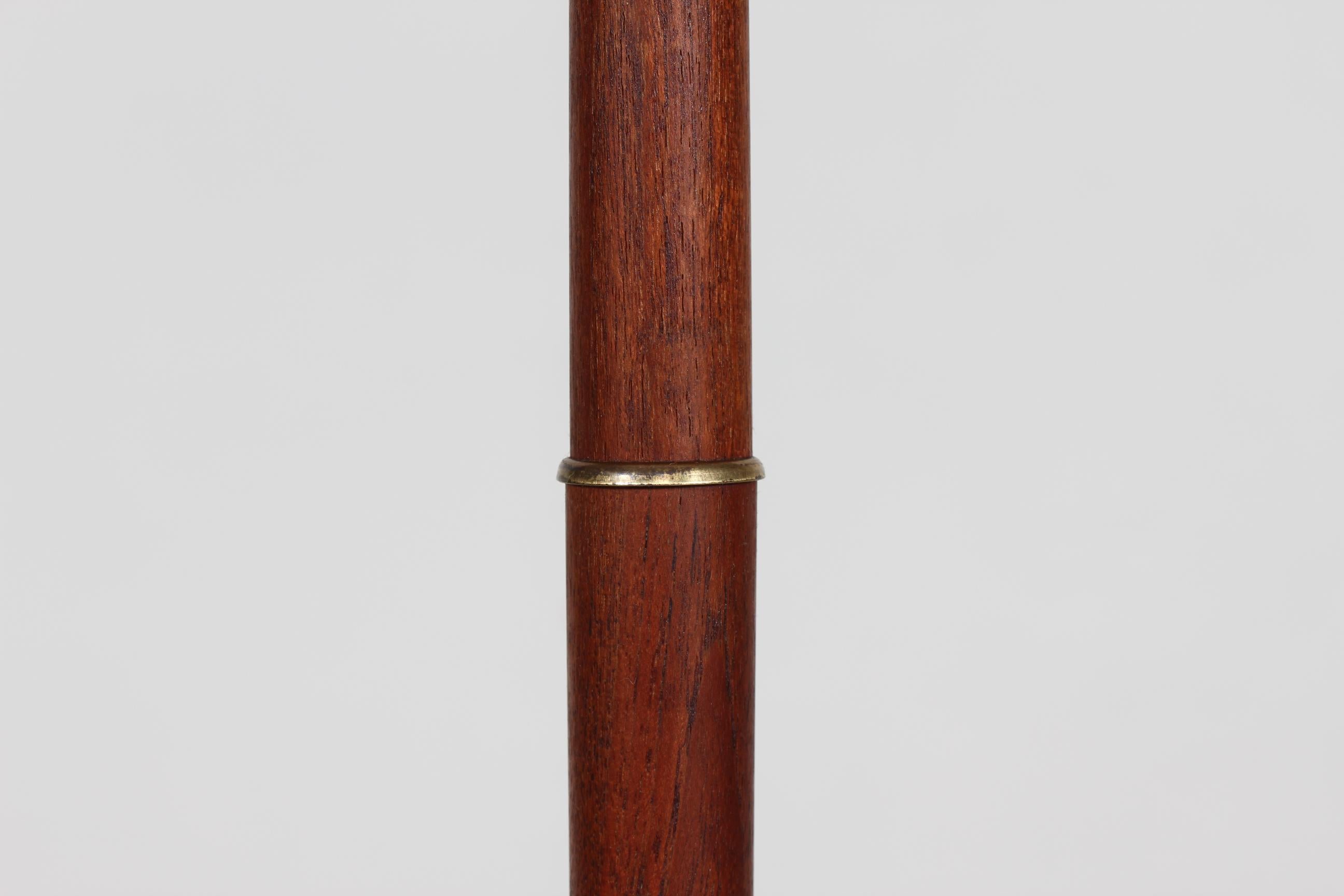 Danish Tripod Floor Lamp by Fog & Mørup made of Teak and Brass with New Shade, Denmark
