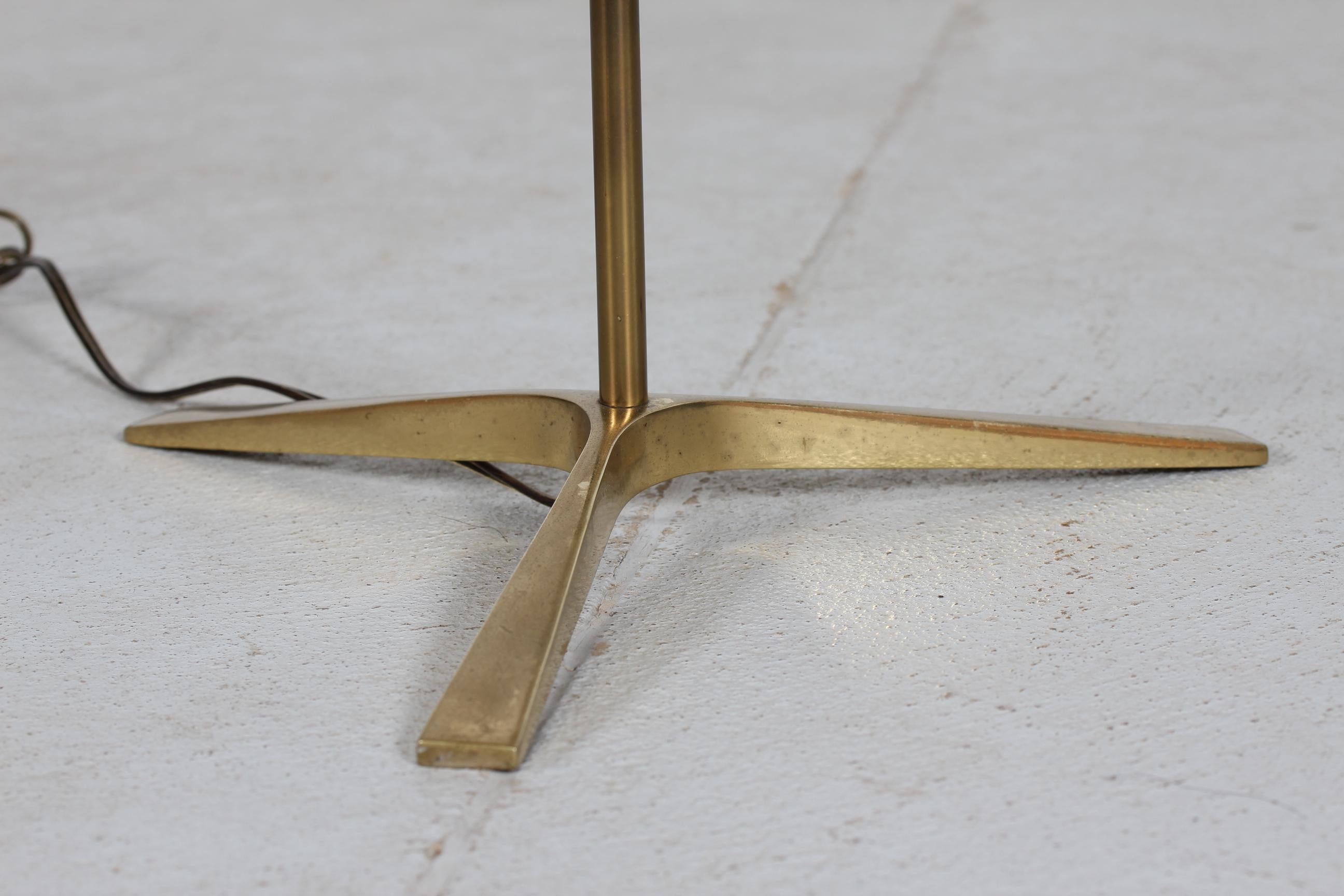 Tripod Floor Lamp by Fog & Mørup made of Teak and Brass with New Shade, Denmark 2