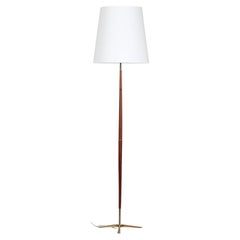 Tripod Floor Lamp by Fog & Mørup made of Teak and Brass with New Shade, Denmark