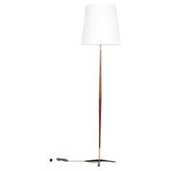 Tripod Floor Lamp by Fog & Mørup made of Teak and Brass with New Shade, Denmark