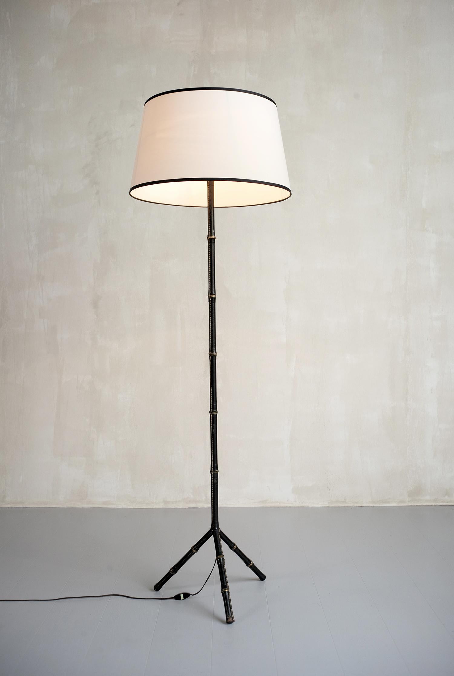 French Tripod Floor Lamp by Jacques Adnet, France 1950