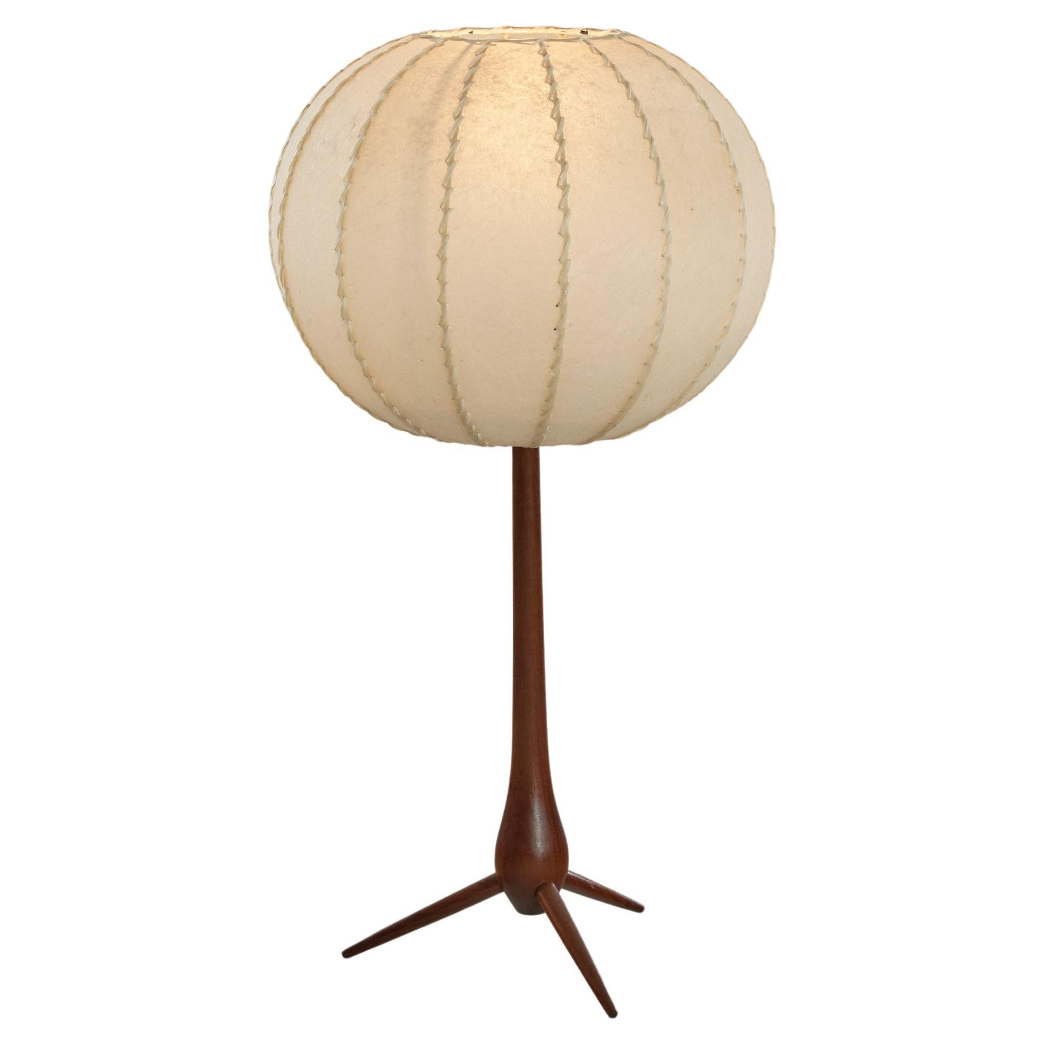 Tripod Floor Lamp in Teak and Parchment, Denmark, 1960s