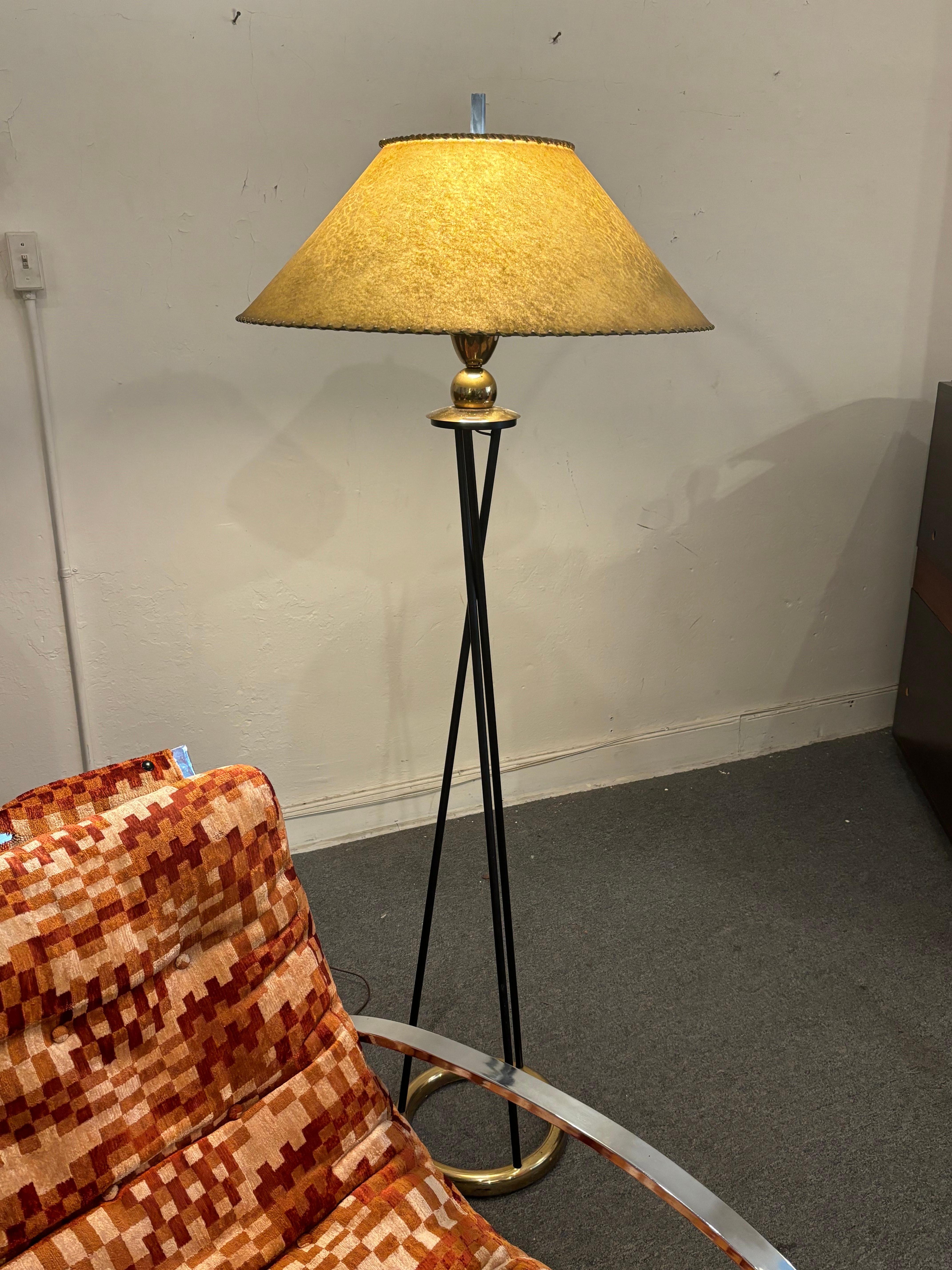 Tripod Floor Lamp with Brass Ring For Sale 1