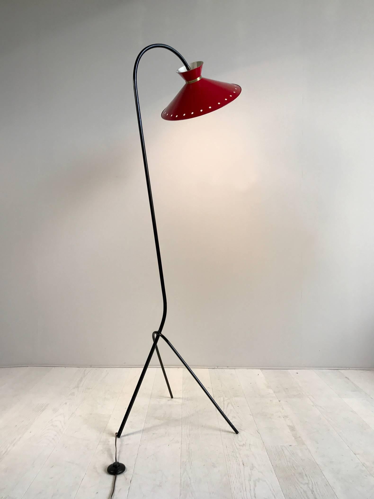 Tripod Floor Lamp with Diabolo Lampshade, France, 1950 2