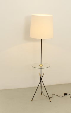Tripod Floor Lamp with Glass Table, Spain, 1950's