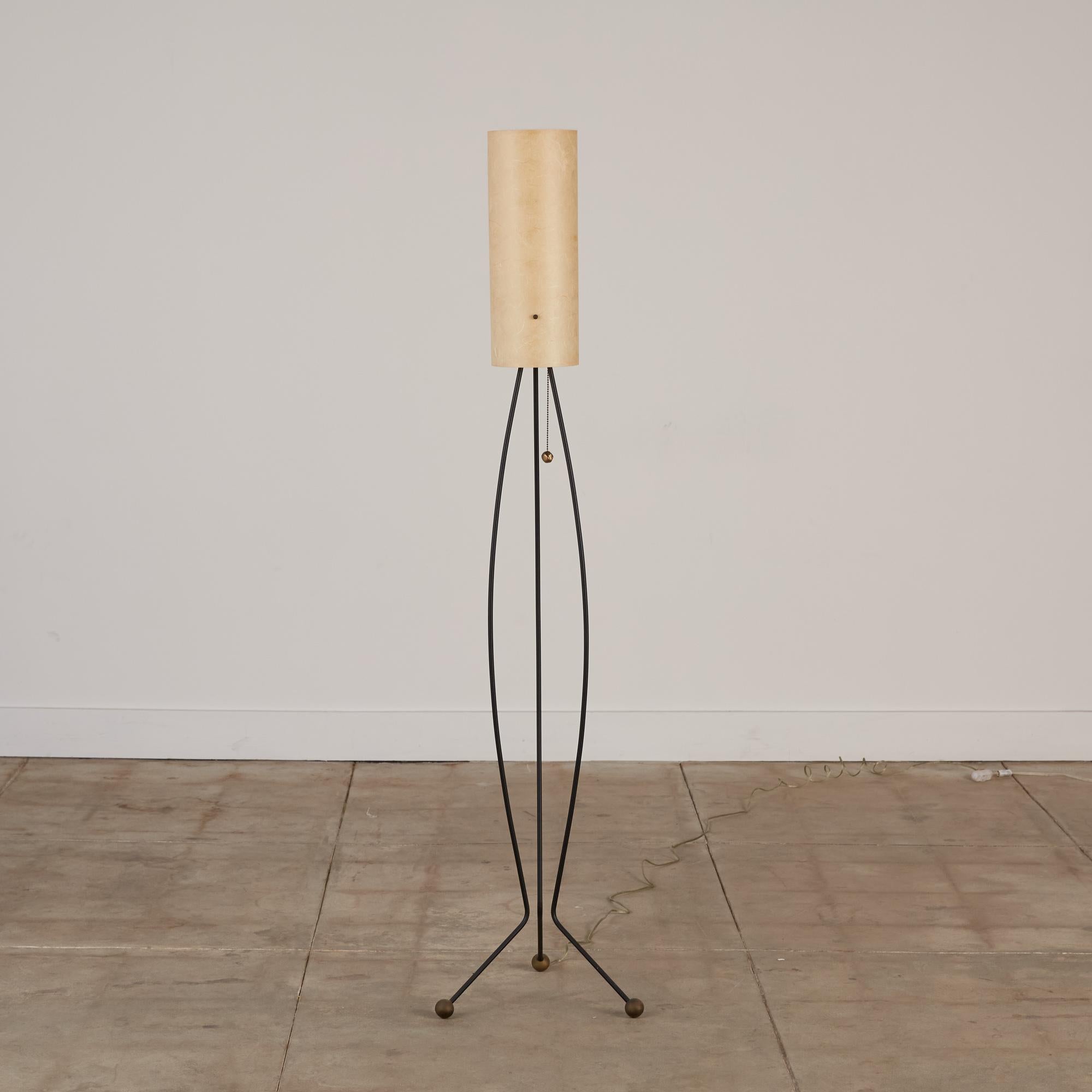 20th Century Tripod Floor Lamp with Paper Shade