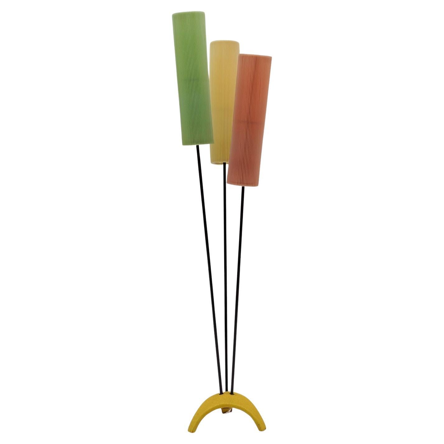 Tripod Floor Lamp with Pleated Blind Lampshade Mid-Century Modern, 1960s