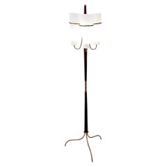 Tripod floor lamp with three arms and opaline glass, att. to Stilnovo - 1950s