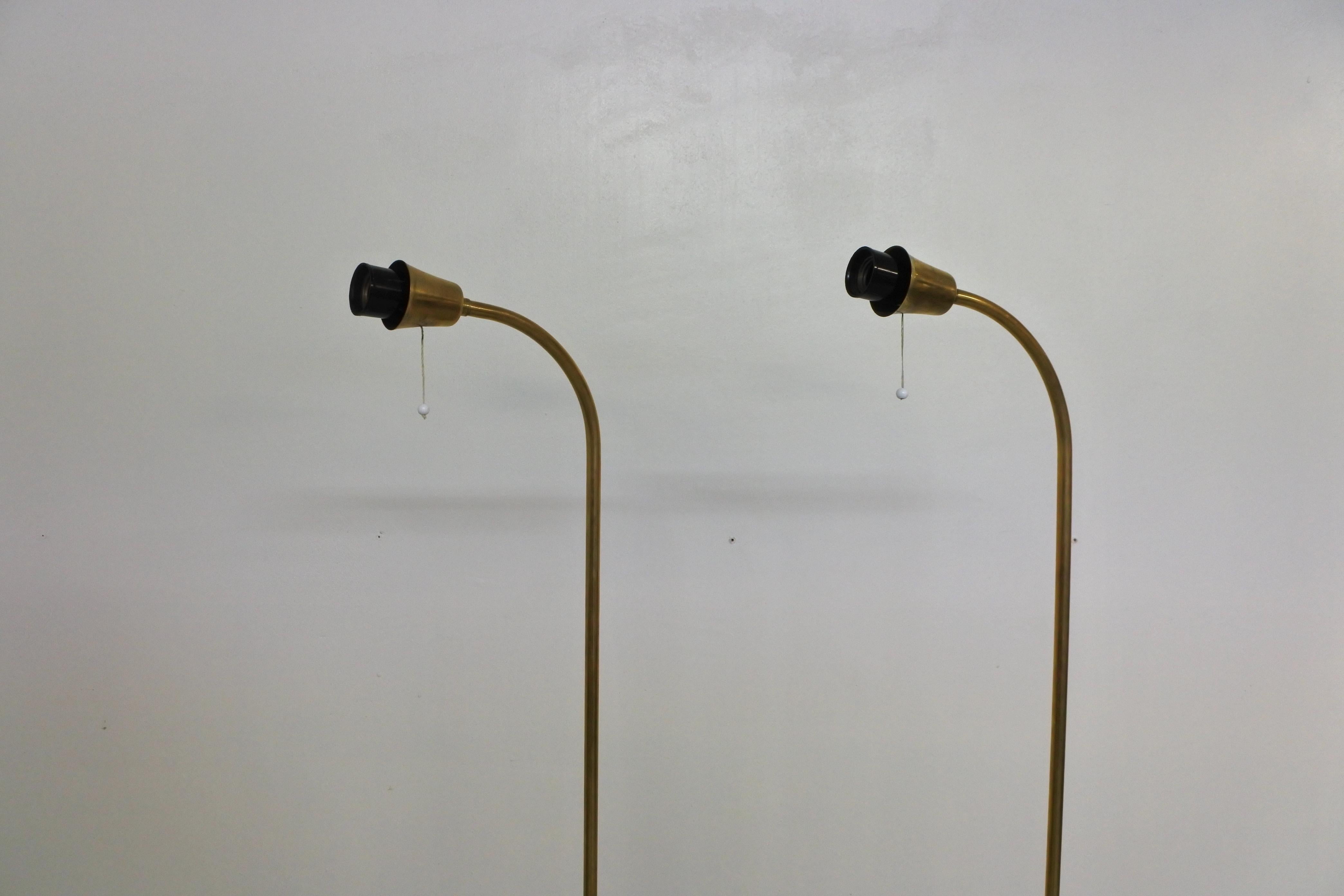 Tripod Floor Lamps in Brass by Lisa Johansson-Pape & Orno, Finland 1950s For Sale 9