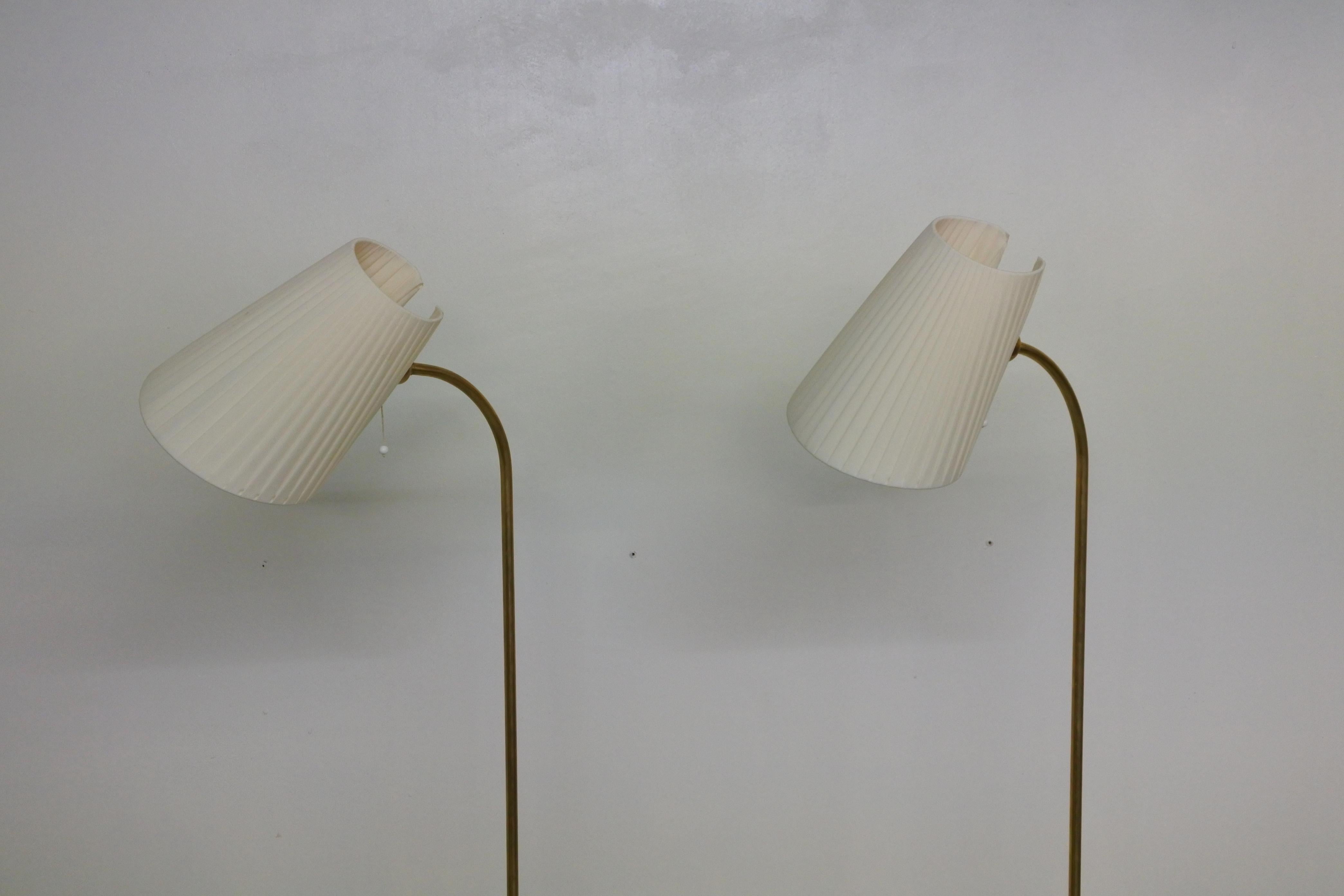 Tripod Floor Lamps in Brass by Lisa Johansson-Pape & Orno, Finland 1950s For Sale 2