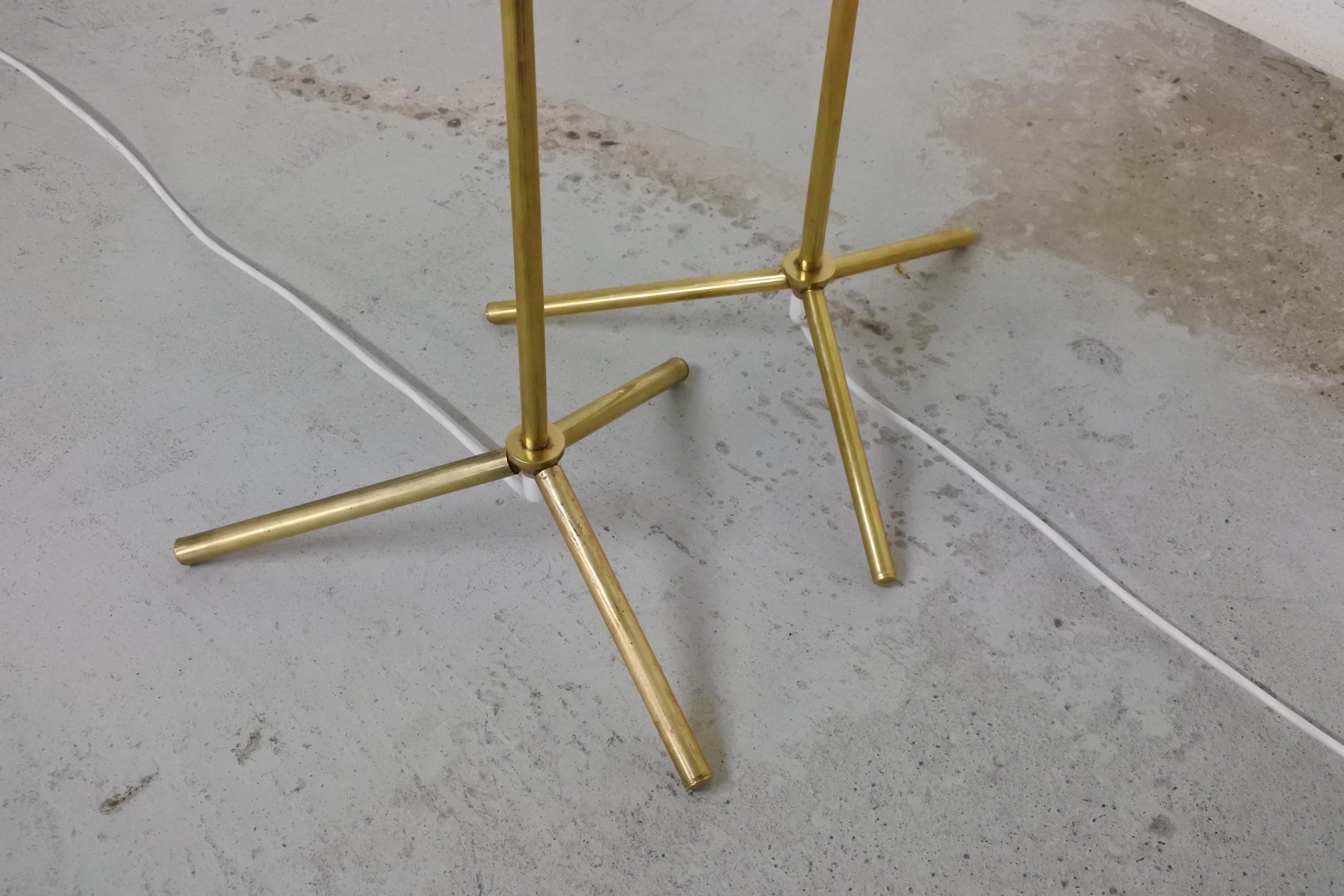 Tripod Floor Lamps in Brass by Lisa Johansson-Pape & Orno, Finland 1950s For Sale 3