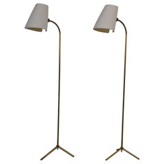 Tripod Floor Lamps in Brass by Lisa Johansson-Pape & Orno, Finland 1950s