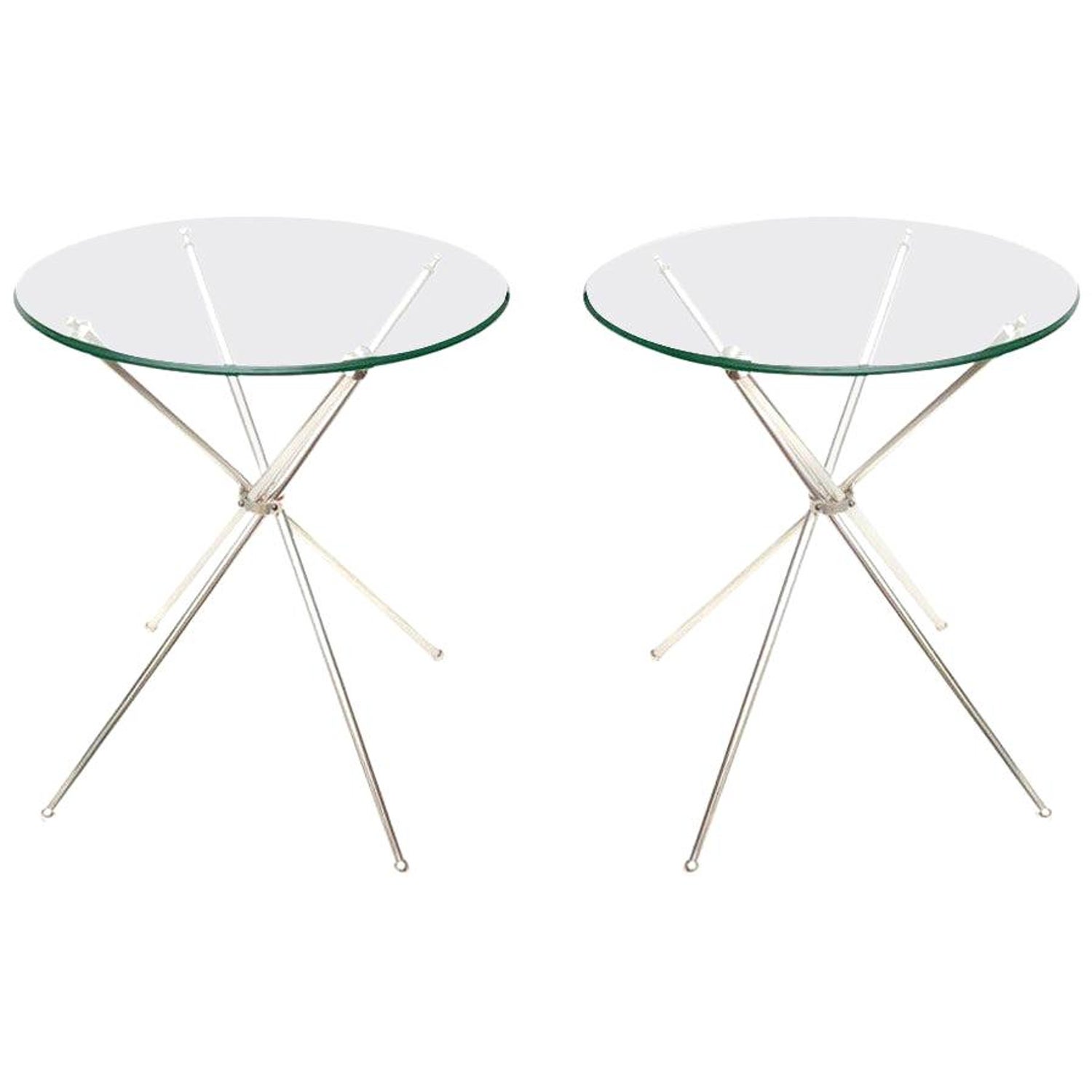 Tripod Folding Silver Plate And Glass Side Or Drink Tables Vintage For At 1stdibs Tripod Folding Silver Plate And Glass, Fold Up Glass Coffee Table