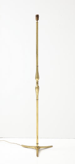Tripod Gilt Bronze Floor Lamp Att. Riccardo Scarpa - Italy 1950s