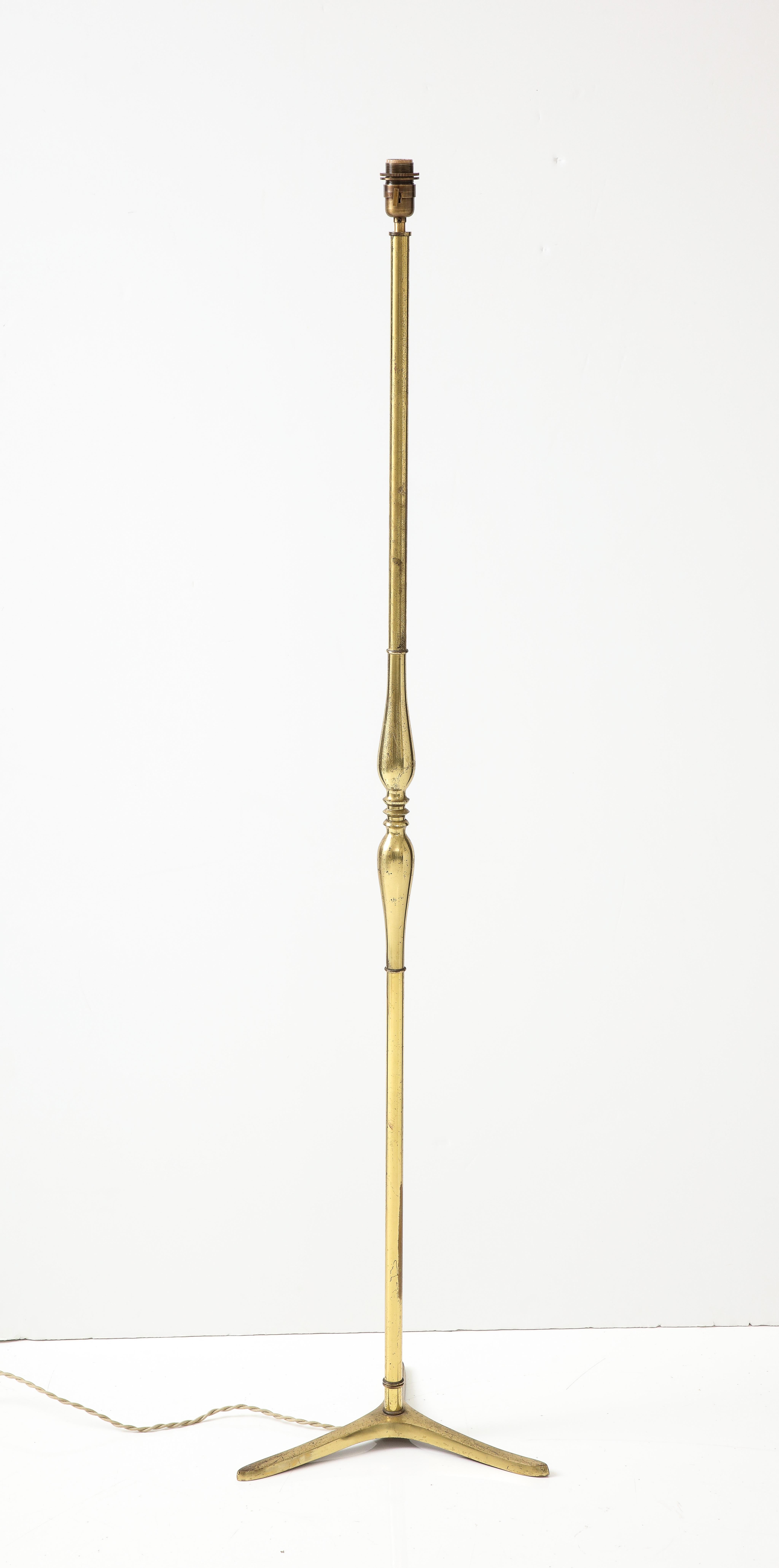 Tripod Gilt Bronze Floor Lamp Att. Riccardo Scarpa - Italy 1950s In Fair Condition For Sale In New York, NY