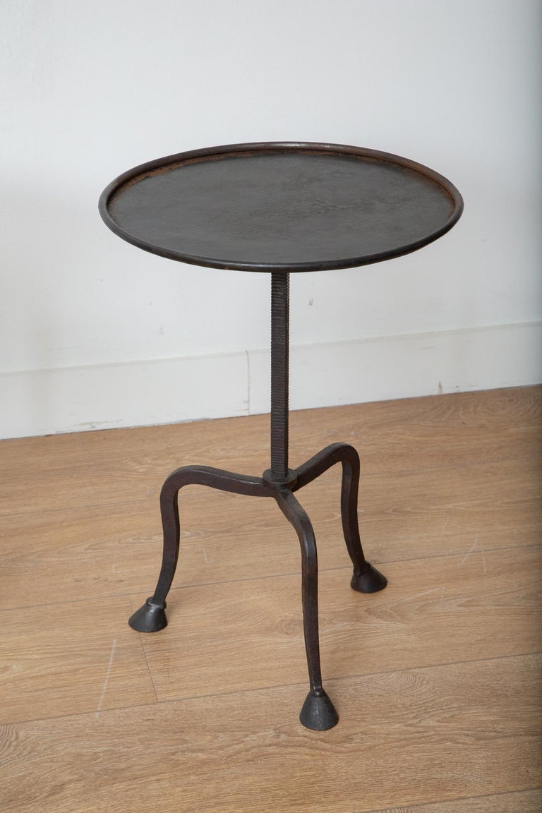 Mid-Century Modern Tripod Hand Forged Hoof Feet Side Tables, in Stock