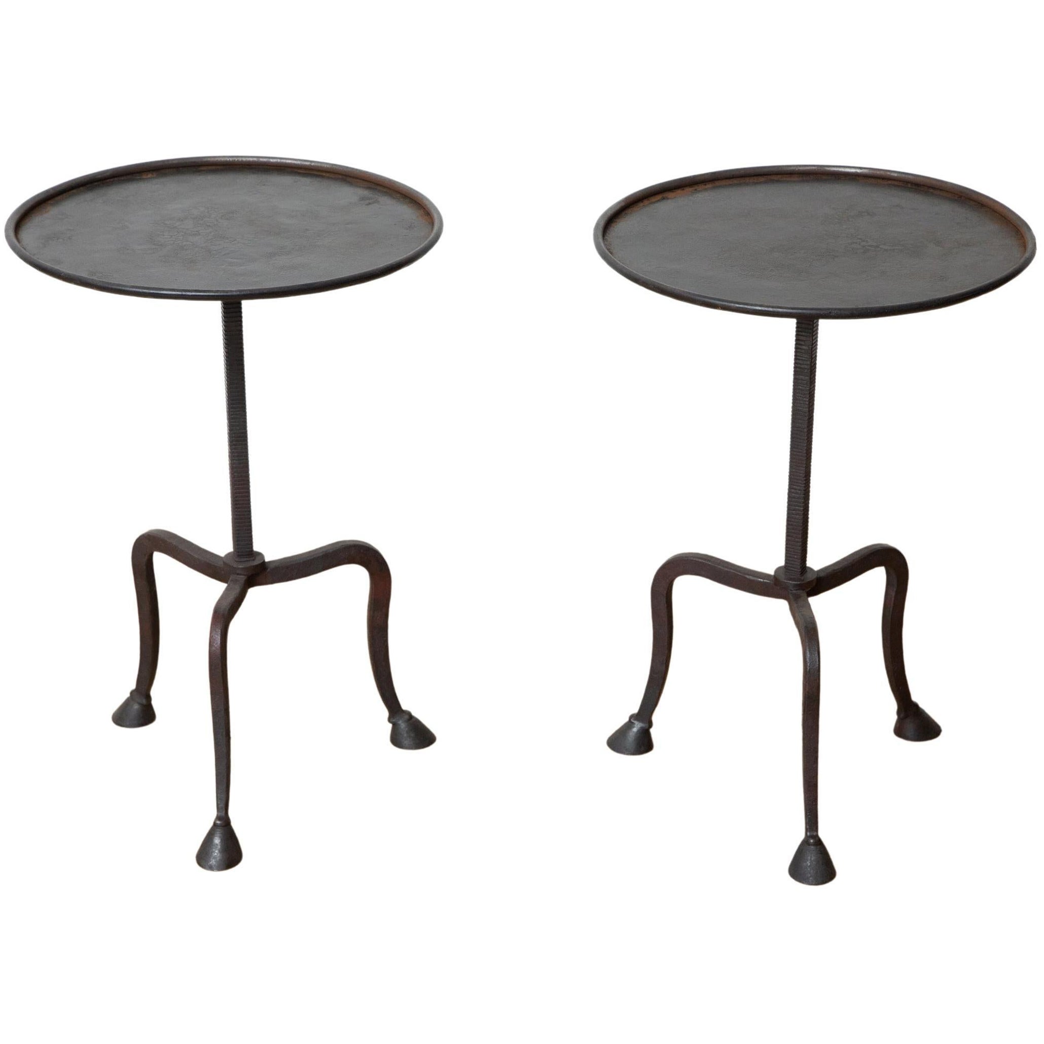 Tripod Hand Forged Hoof Feet Side Tables, in Stock
