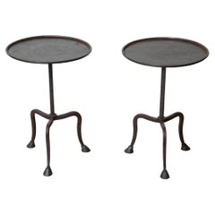 Tripod Hand Forged Hoof Feet Side Tables, in Stock