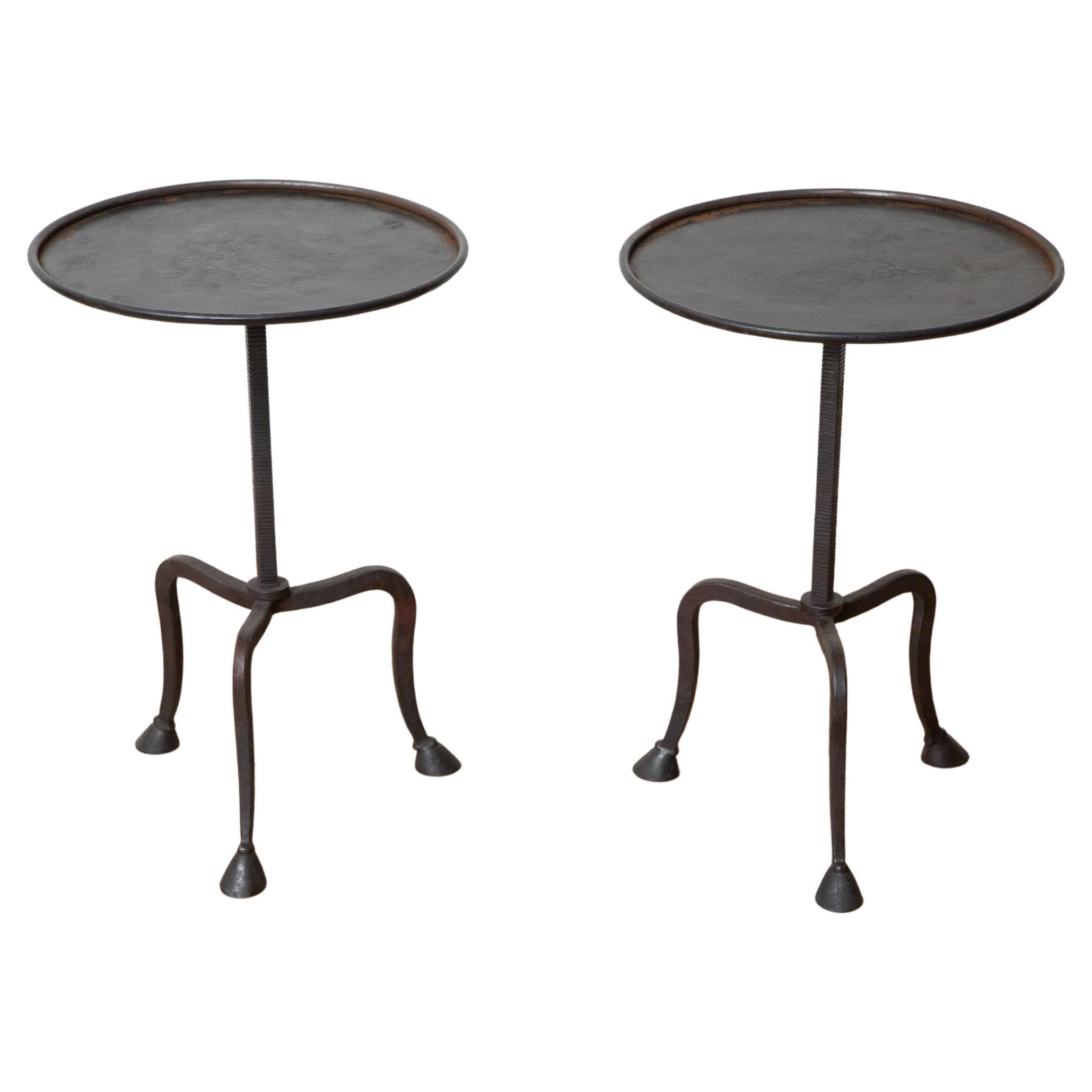 Tripod Hand Forged Hoof Feet Side Tables, in Stock For Sale