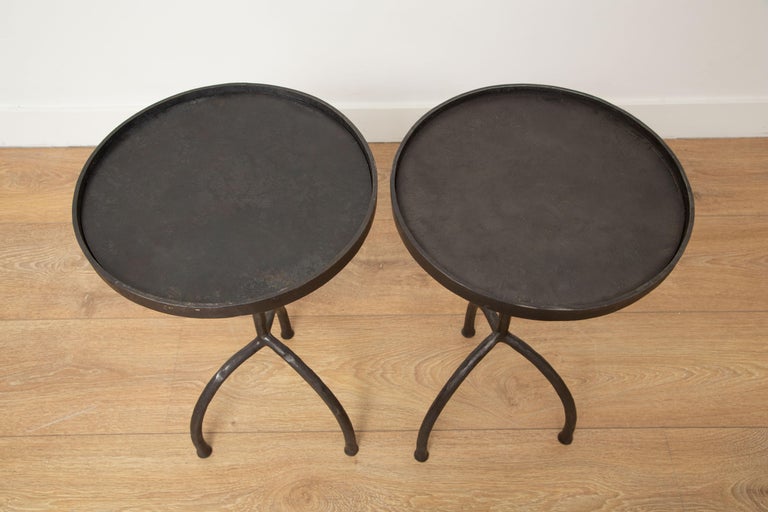 Tripod Hand Forged Side or Drinks Tables, in Stock For Sale 3