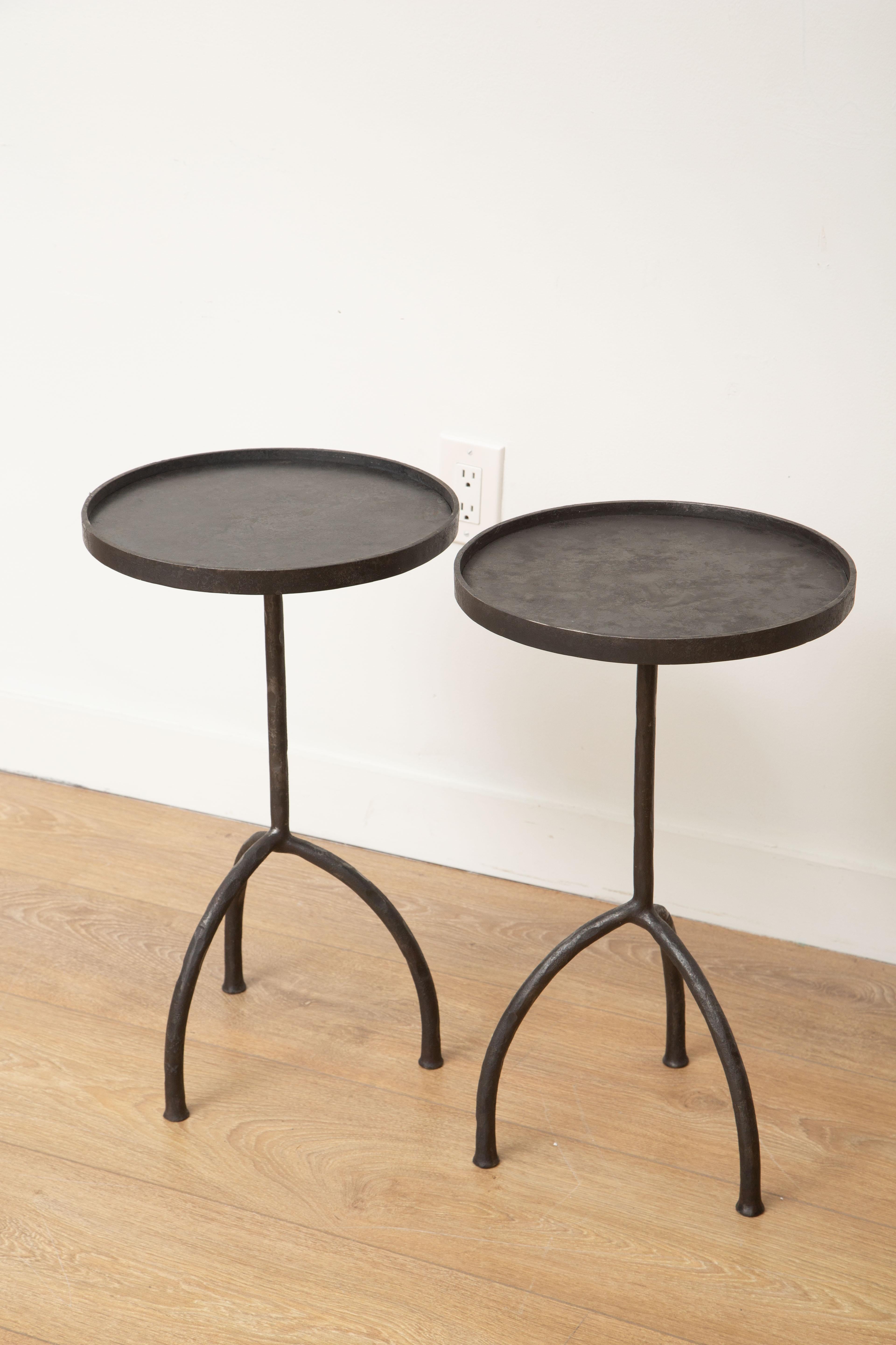 American Tripod Hand Forged Side or Drinks Tables, in Stock For Sale