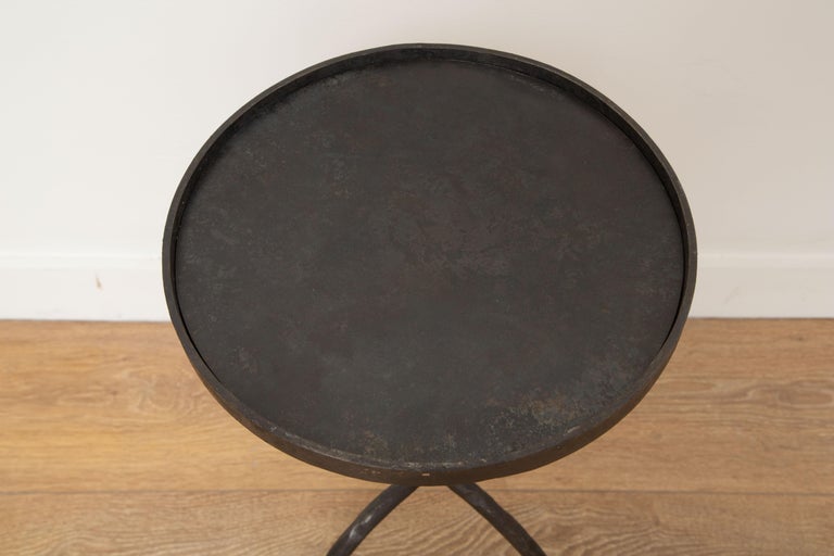 Tripod Hand Forged Side or Drinks Tables, in Stock In Excellent Condition For Sale In Miami, FL