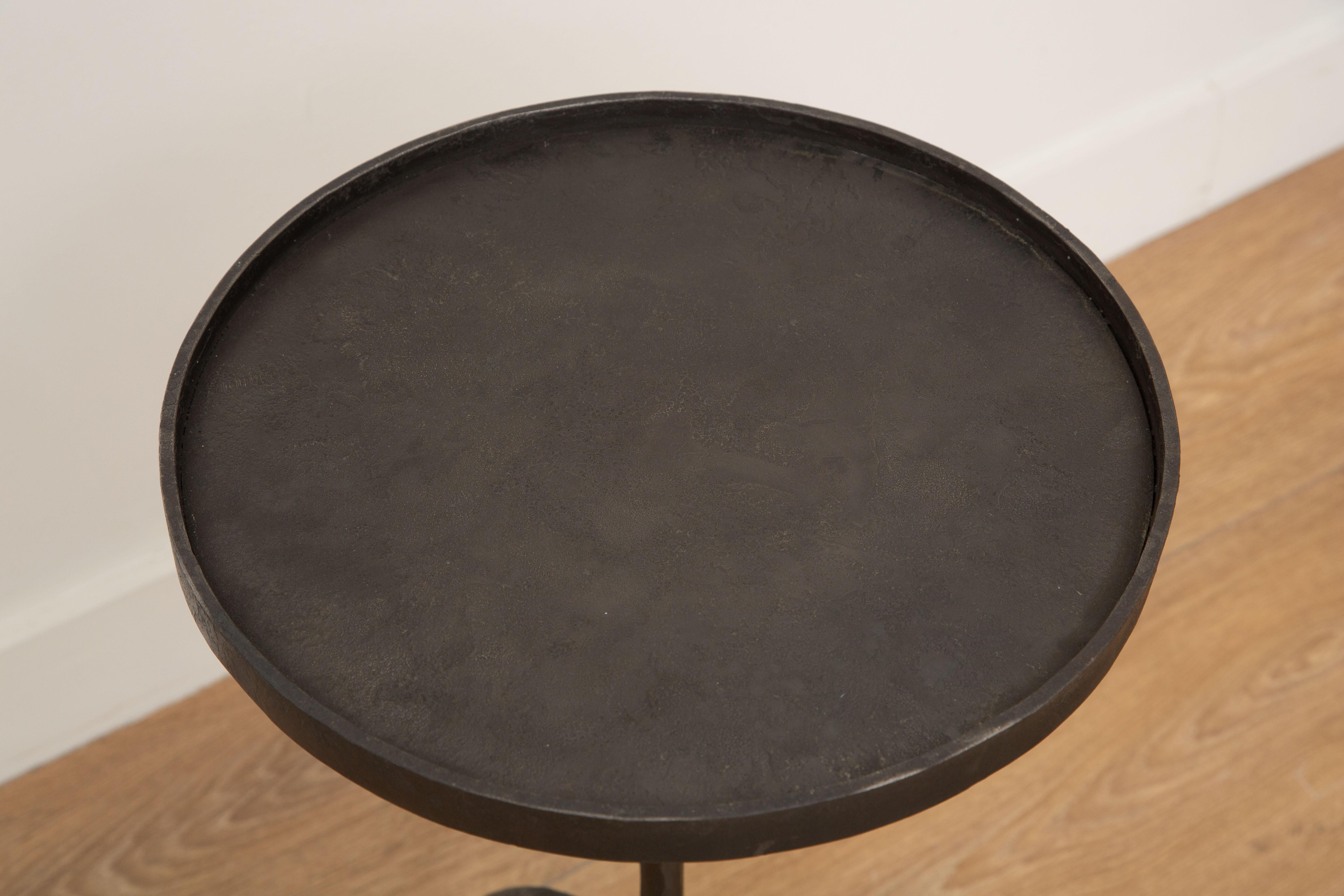 Contemporary Tripod Hand Forged Side or Drinks Tables, in Stock