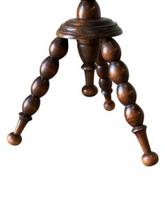 Tripod Leg Bobbin Floor Lamp with a Table, England, 1930s