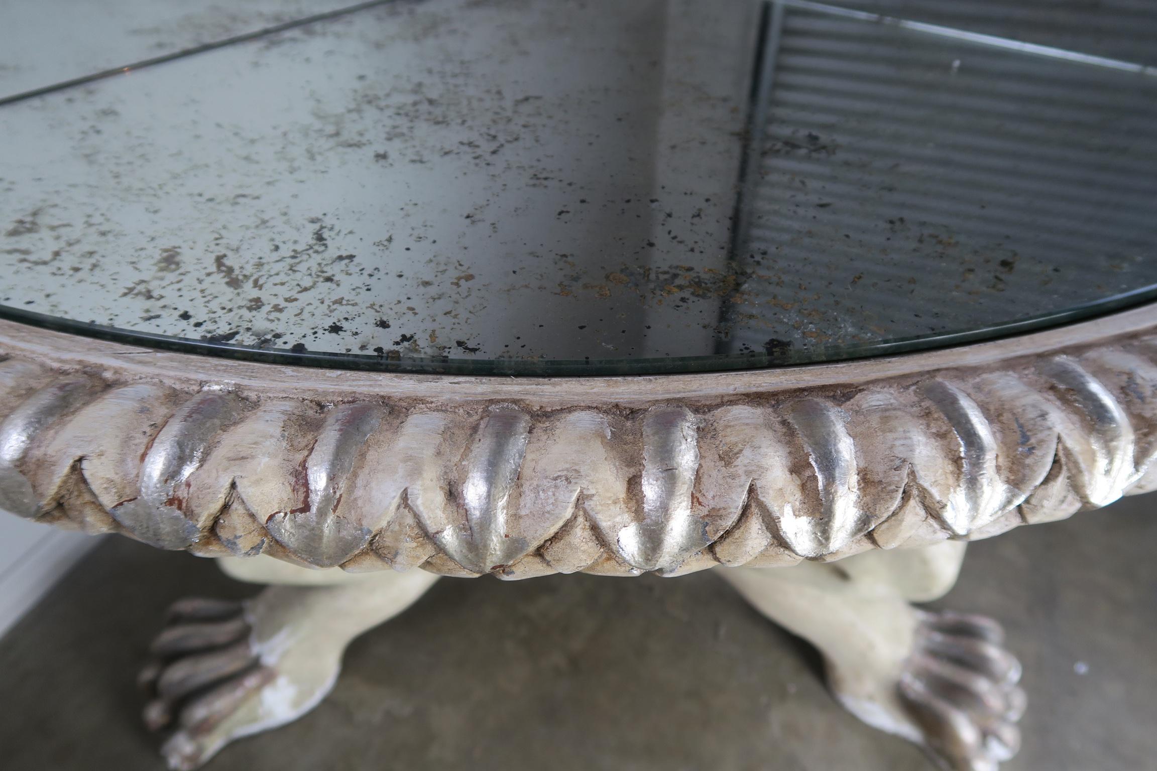 Italian Tripod Lion Paw Table Base with Mirrored Top by MLA