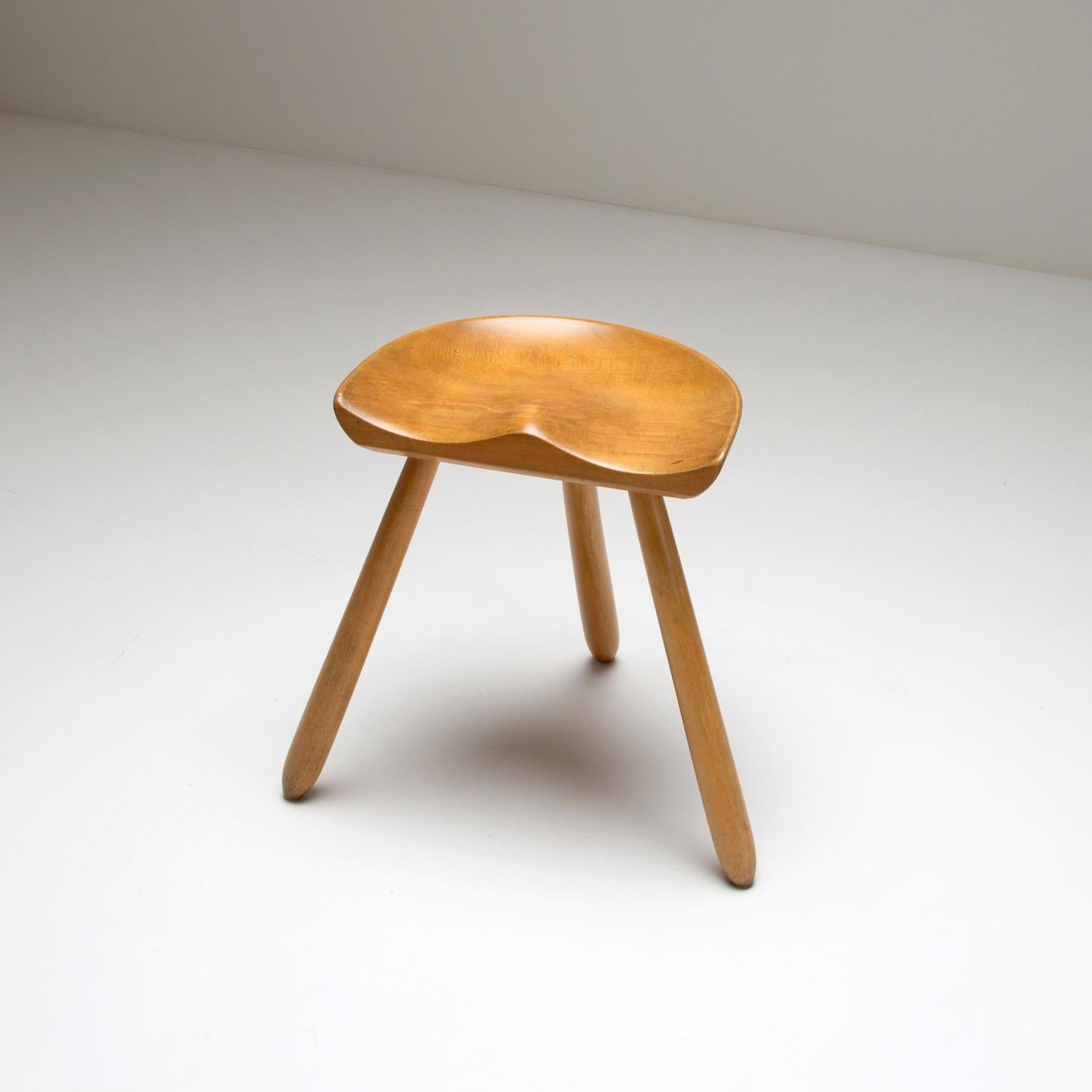Hand-Crafted Tripod Milking Stool, Denmark, 1950s For Sale