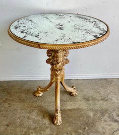 Tripod Mirror Top Table w/ Carved Cherubs