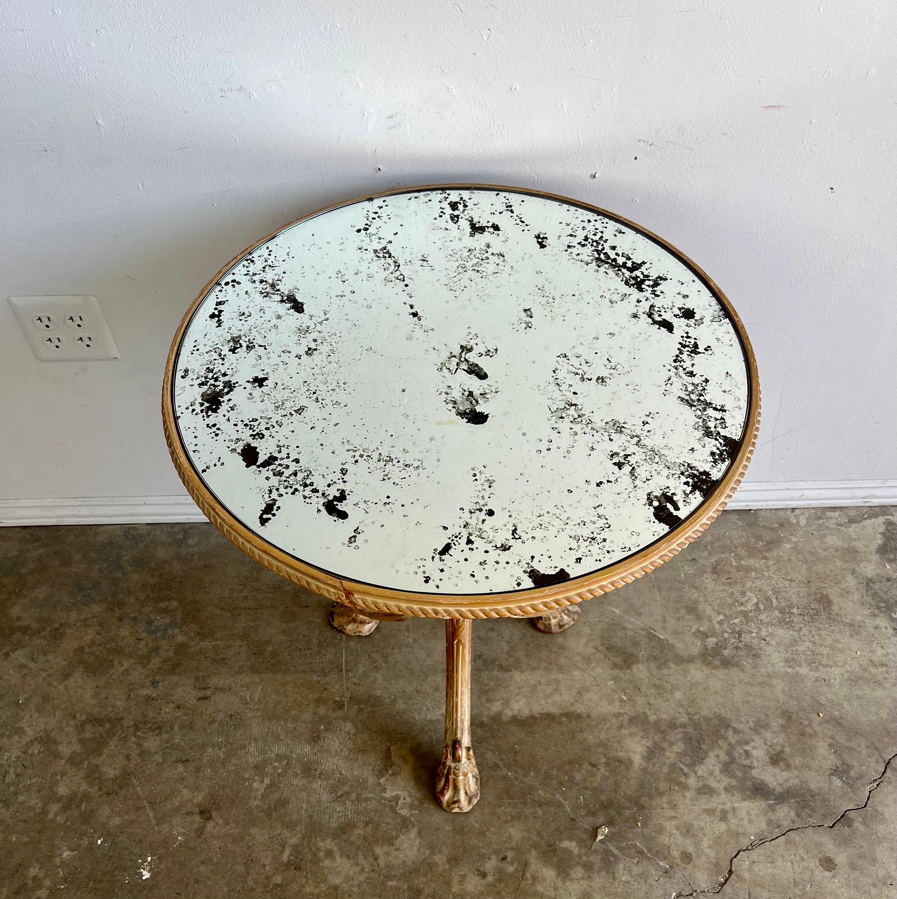 Italian Tripod Mirror Top Table w/ Carved Cherubs 