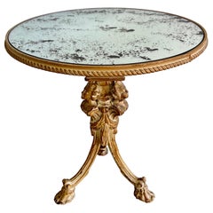 Tripod Mirror Top Table w/ Carved Cherubs