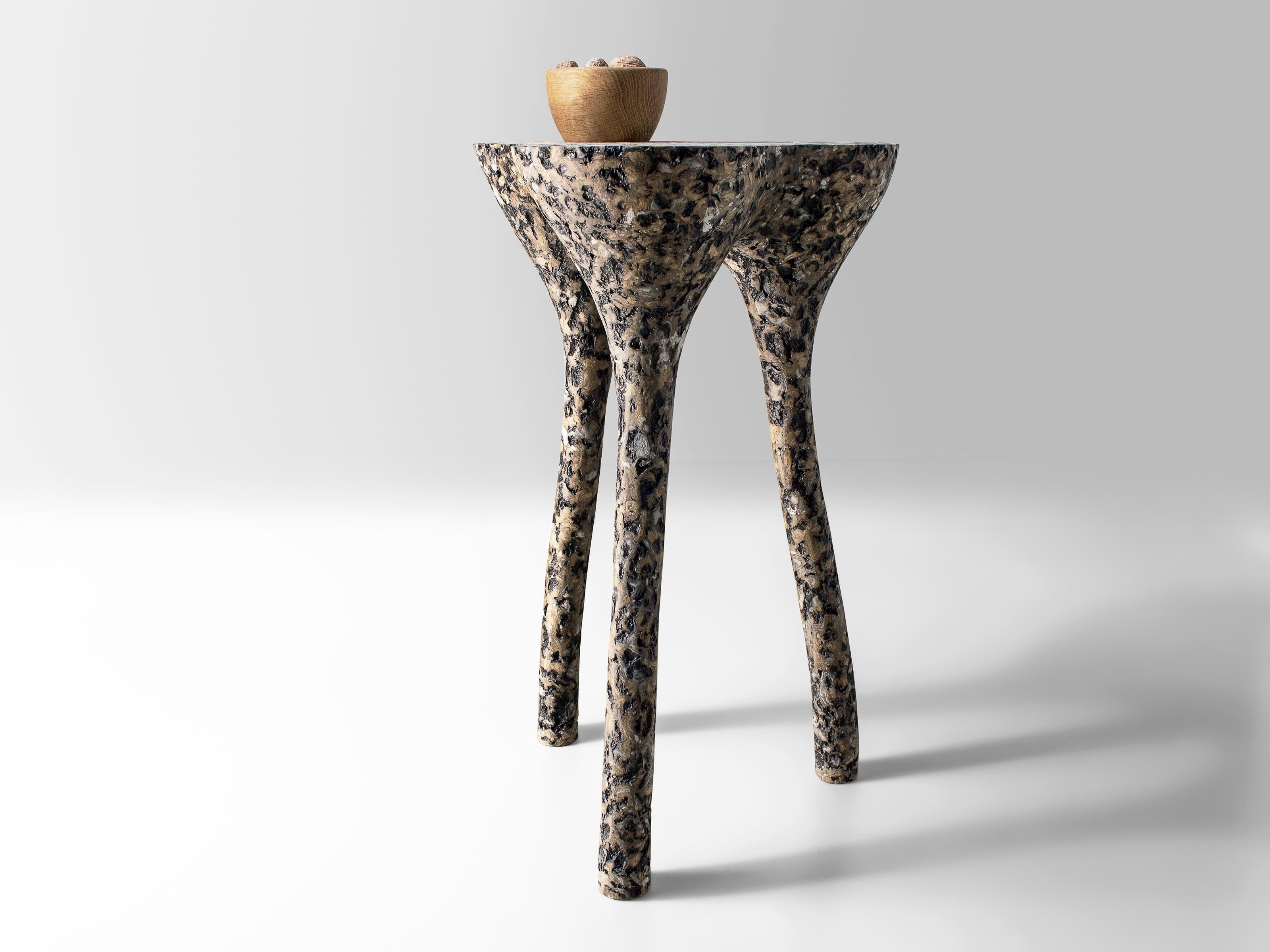 Lithuanian Tripod Mottled Side Table by Donatas Zukauskas For Sale