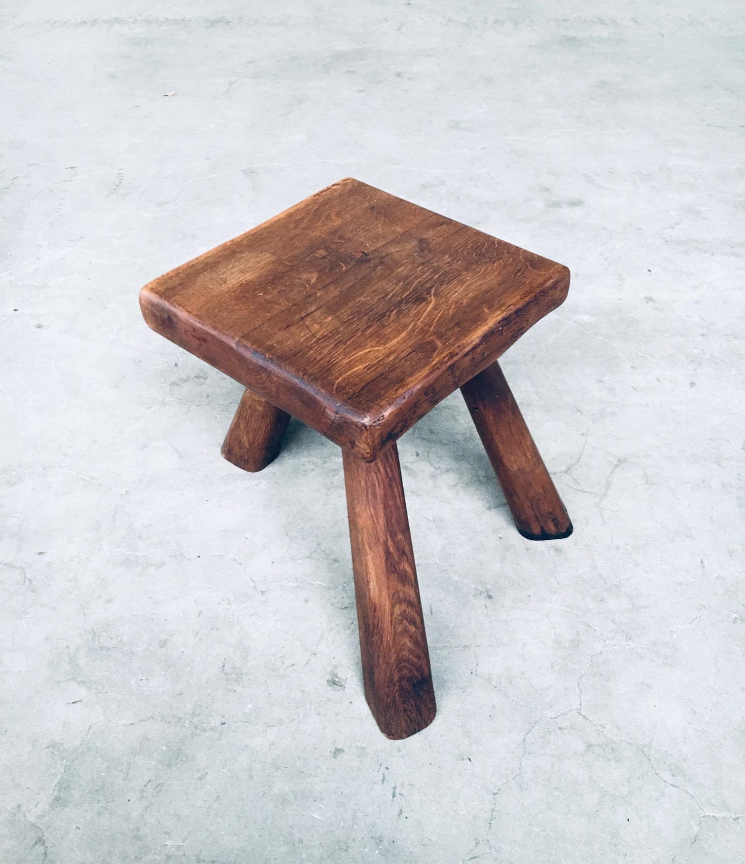 Belgian Tripod Oak Small Side Table / Stool, Belgium 1950's For Sale