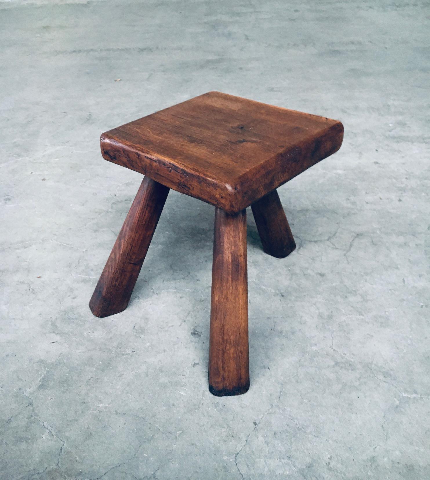Tripod Oak Small Side Table / Stool, Belgium 1950's For Sale 1
