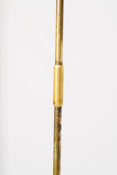 Tripod Patinated Steel and Brass Modernist Floor Lamp - France 1960s