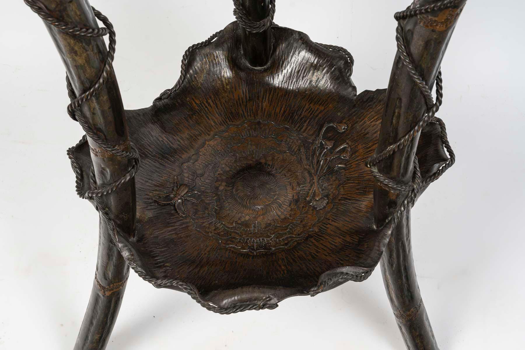 Tripod Pedestal Table with Double Bronze Tops, Japan, Meiji Period. 1