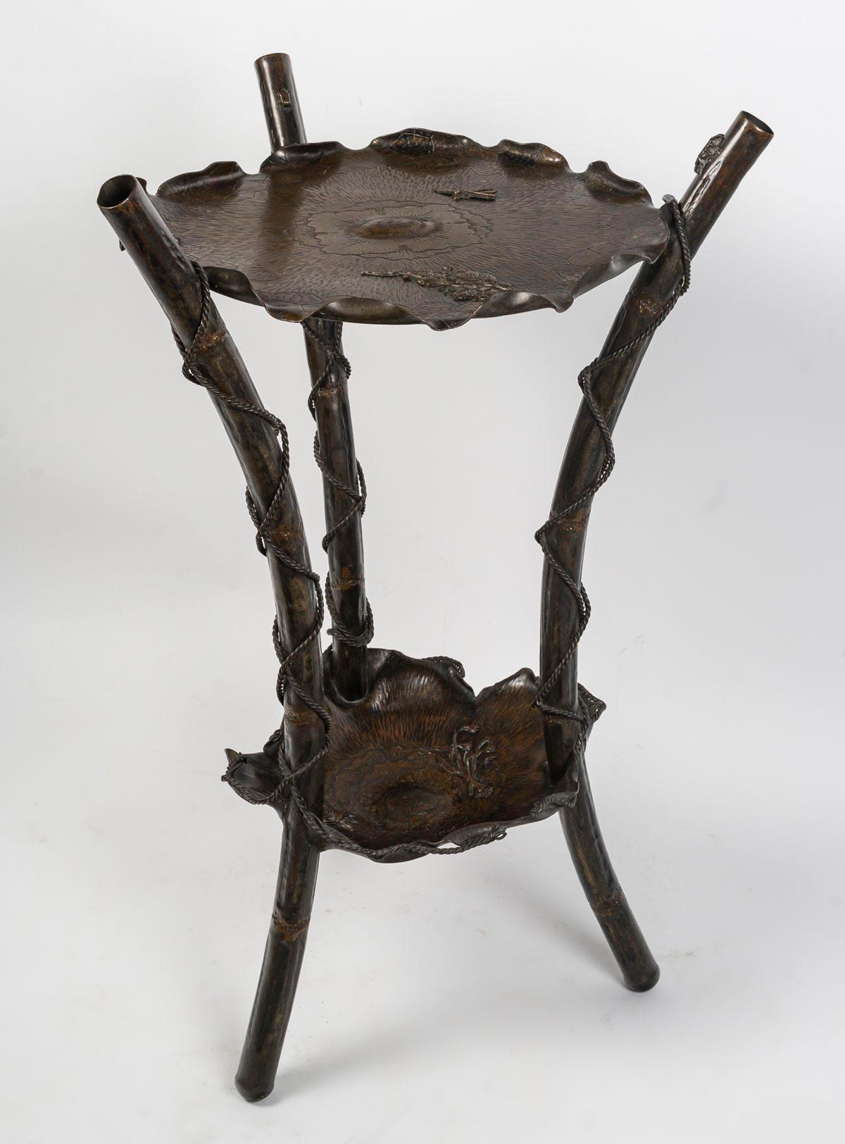 Tripod Pedestal Table with Double Bronze Tops, Japan, Meiji Period. 2