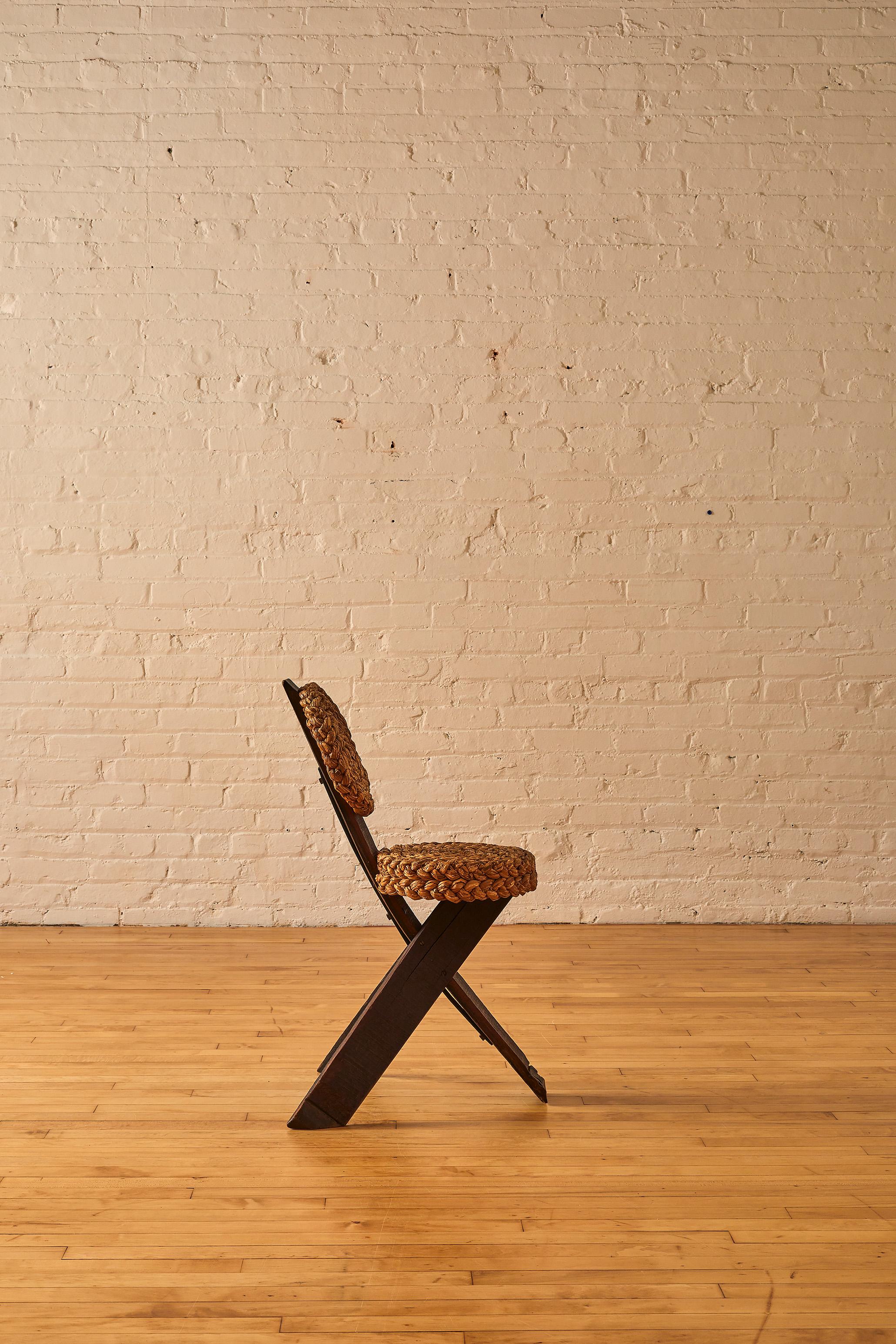 Mid-Century Modern Tripod Rope Chair by Adrien Audoux & Frida Minet