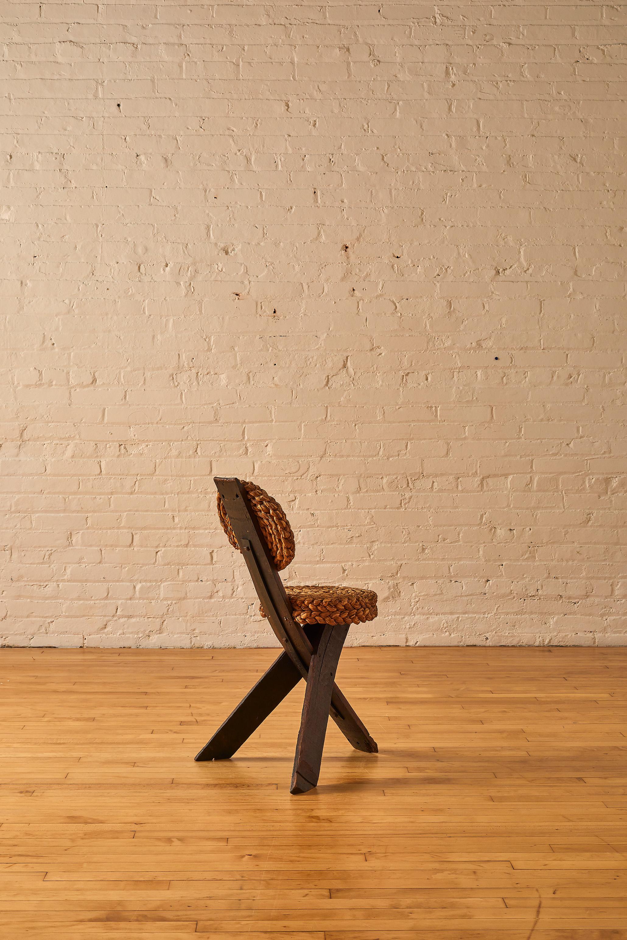 French Tripod Rope Chair by Adrien Audoux & Frida Minet