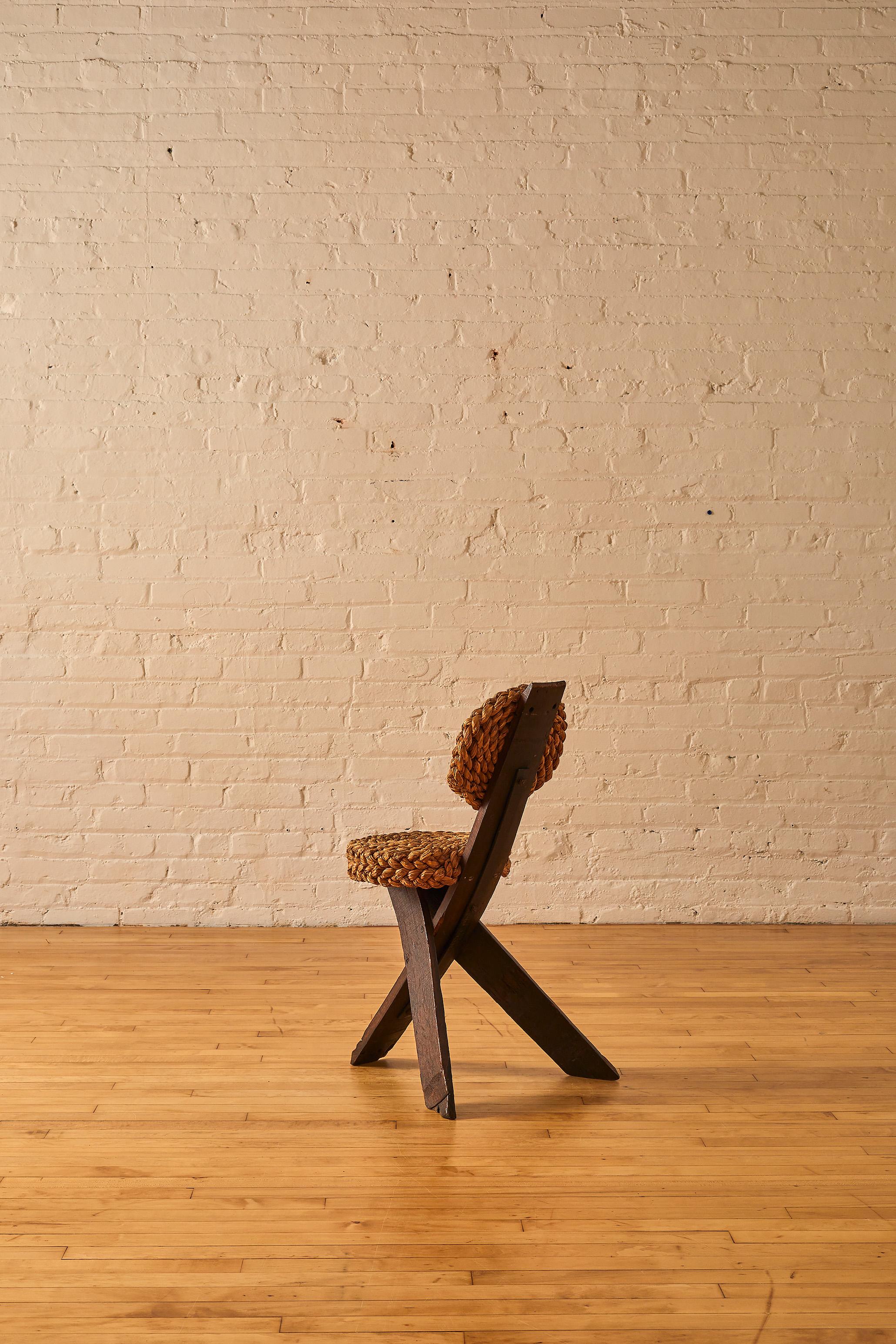 20th Century Tripod Rope Chair by Adrien Audoux & Frida Minet