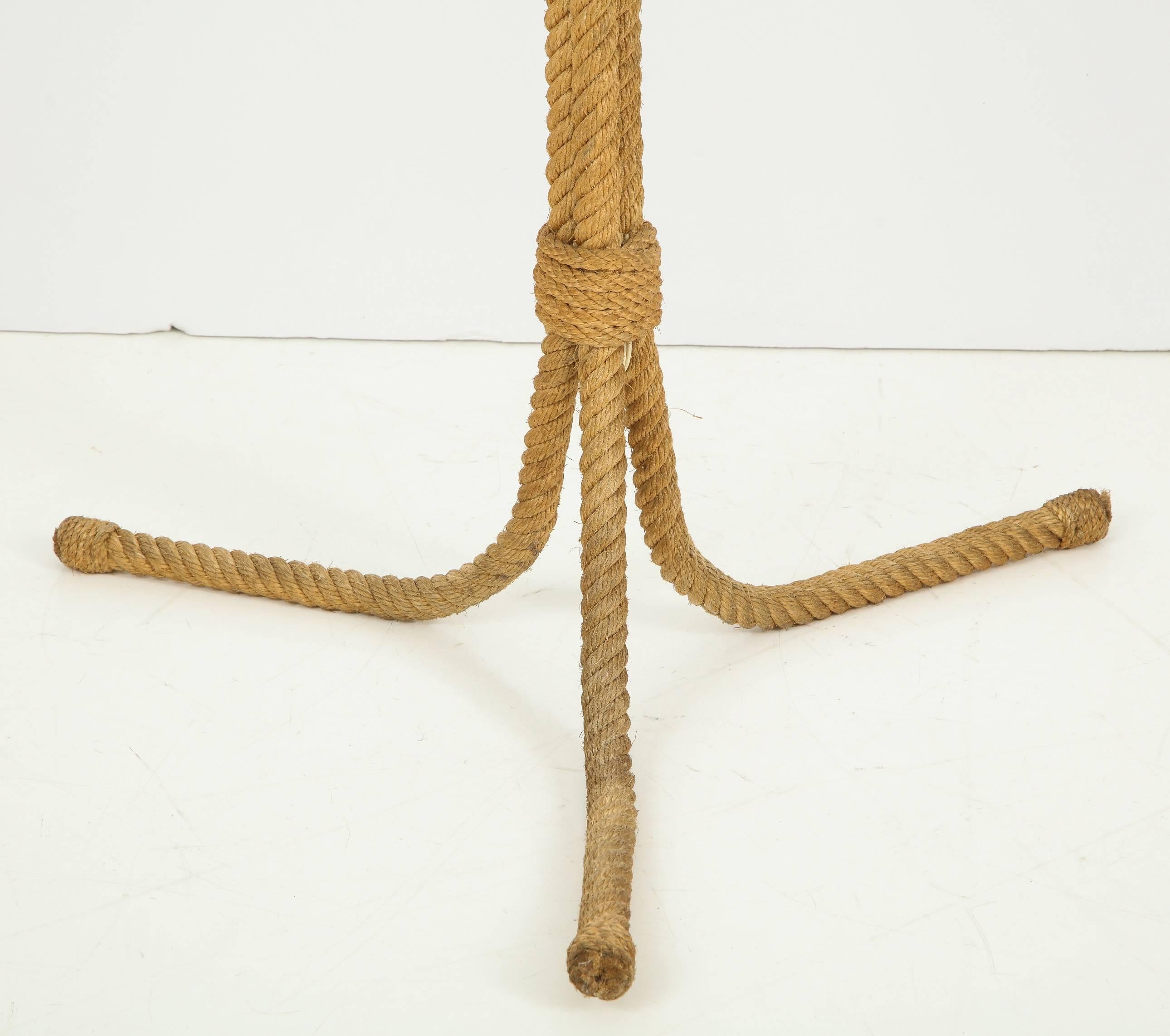 Tripod Rope Floor Lamp by Audoux Minet, France, 1960s In Good Condition In New York, NY