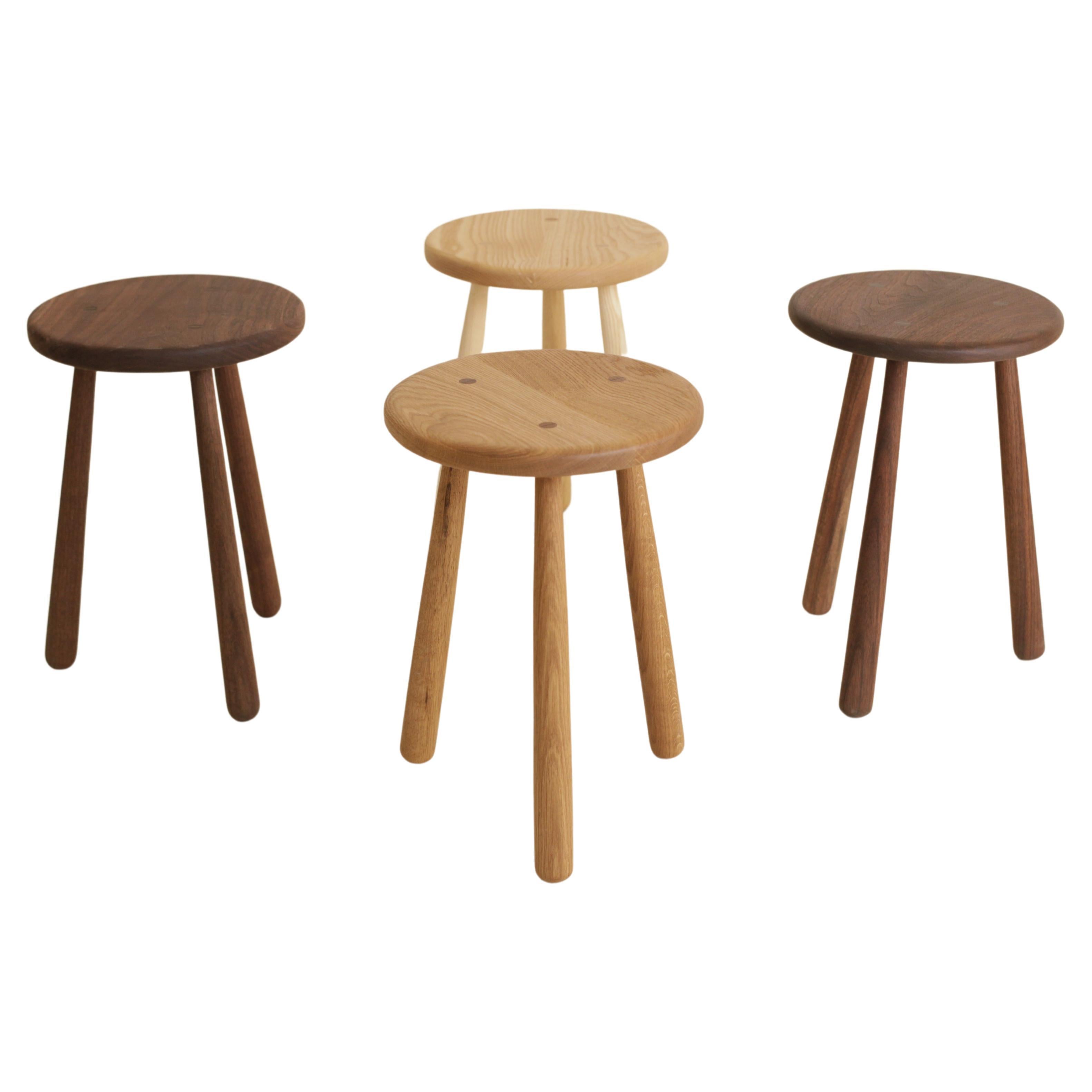 Tripod Stool in Solid Hardwoods with Wedged Through Tenons by Boyd & Allister For Sale
