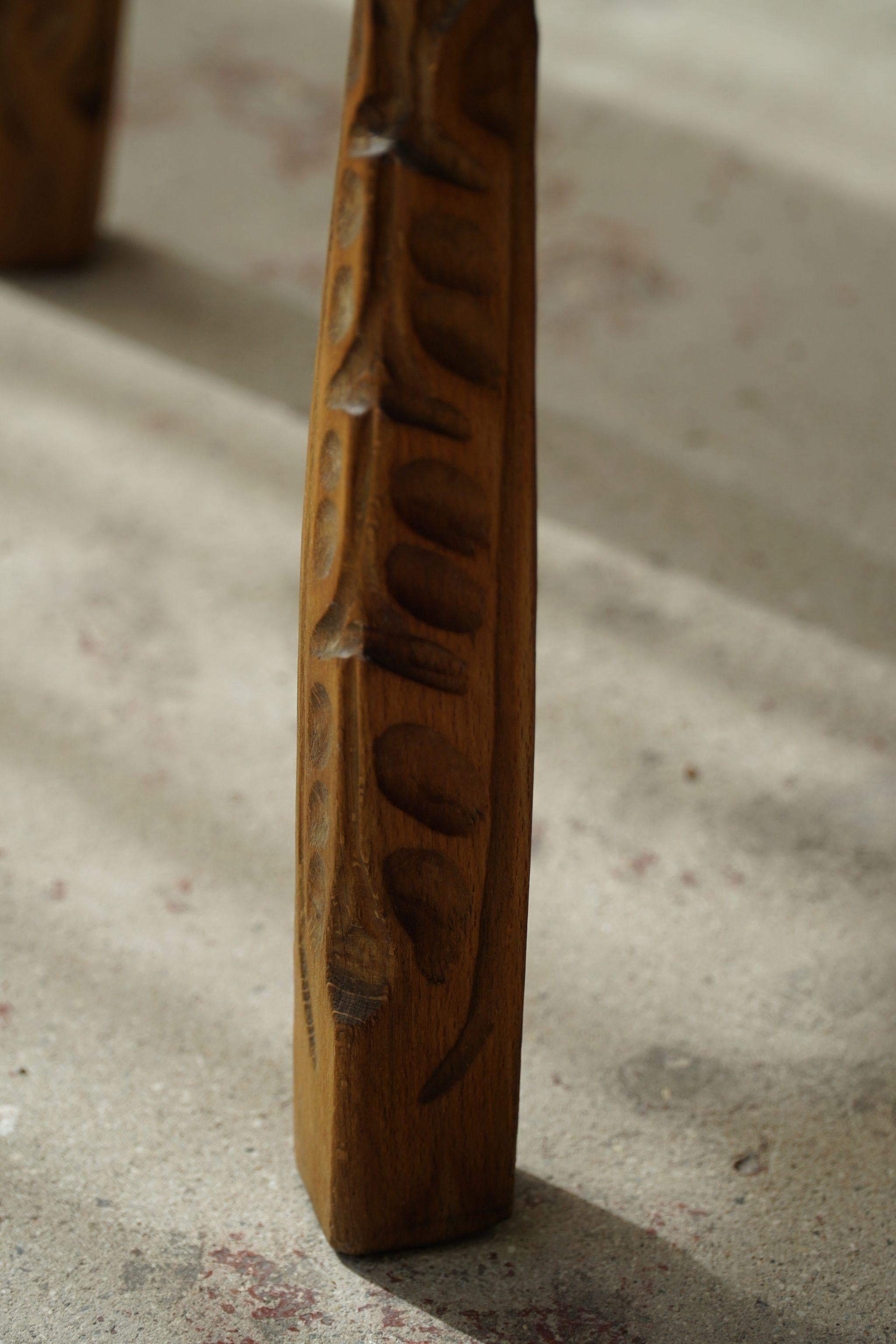 Tripod Stool in Solid Oak Wood, by Danish Cabinetmaker, Mid Century, 1950s In Good Condition In Odense, DK