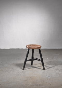 Tripod Stool with Thick Wooden Seat