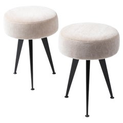 Tripod Stools in Steel & Mohair, France 1960's