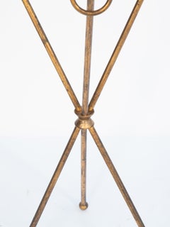 Tripod Table Candlestand of Gillded Iron in the Style of Jean-Michel Frank